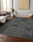 LOOMLAN Rugs Owen Black Washable Indoor-Outdoor Rug