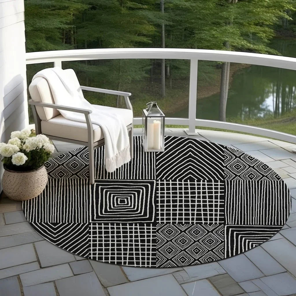 LOOMLAN Rugs Owen Black Washable Indoor-Outdoor Rug