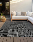 LOOMLAN Rugs Owen Black Washable Indoor-Outdoor Rug