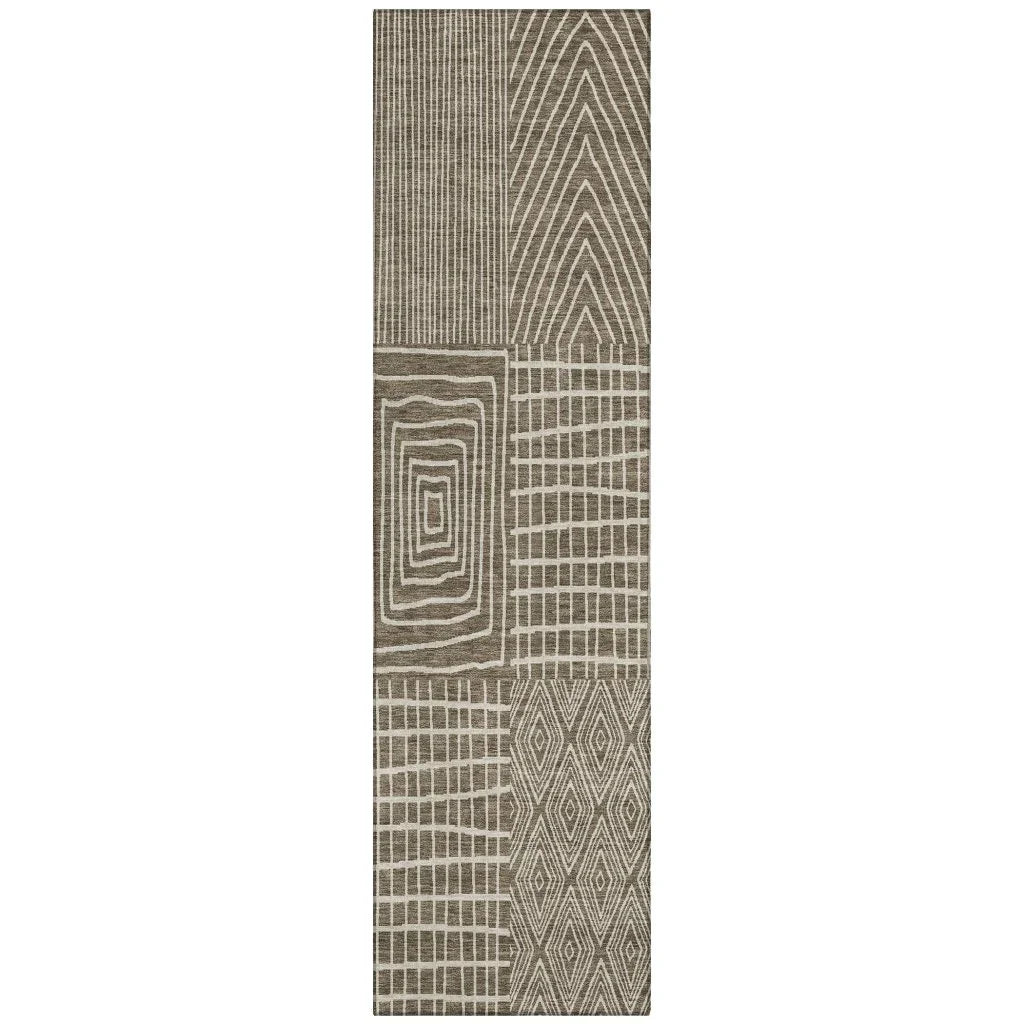LOOMLAN Rugs Owen Brown Washable Indoor-Outdoor Rug