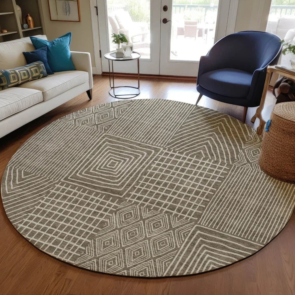 LOOMLAN Rugs Owen Brown Washable Indoor-Outdoor Rug