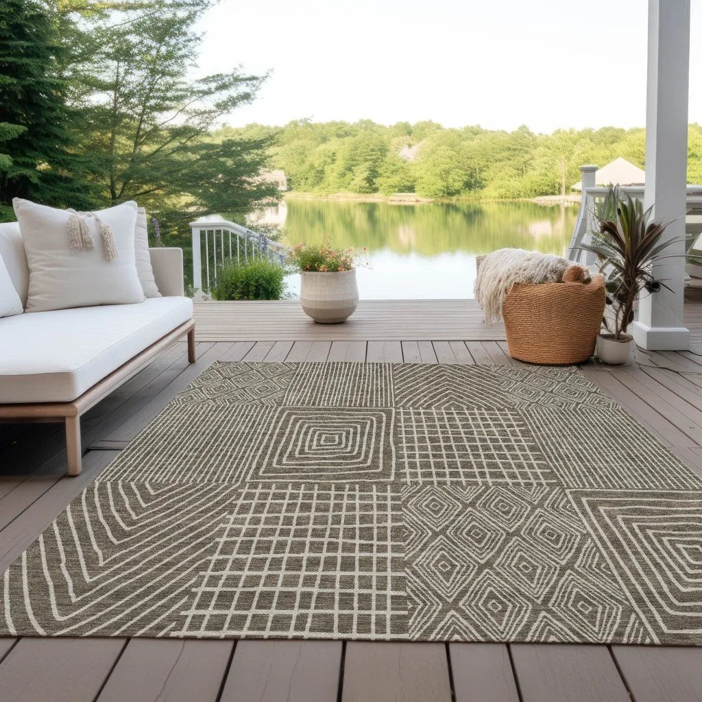 LOOMLAN Rugs Owen Brown Washable Indoor-Outdoor Rug