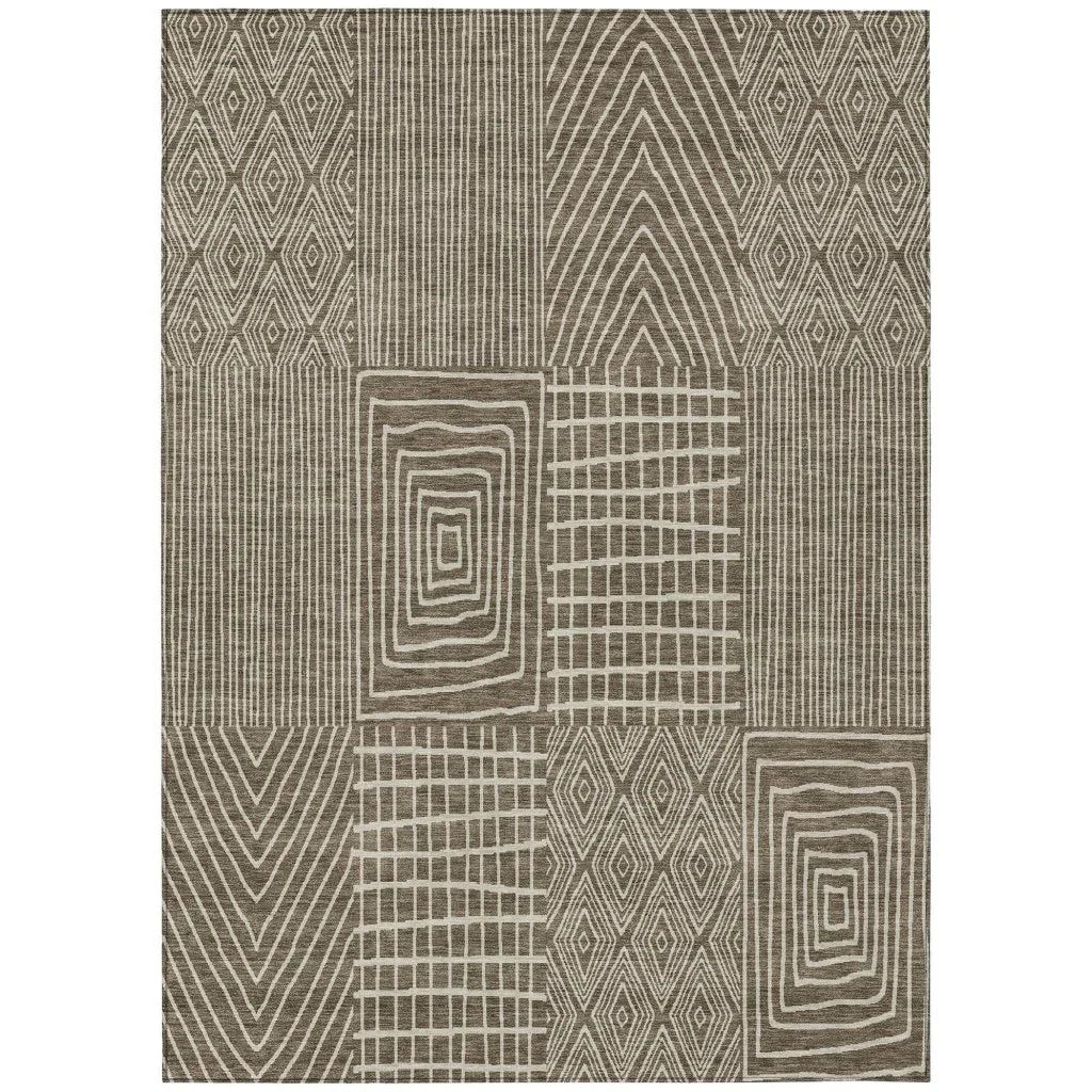 LOOMLAN Rugs Owen Brown Washable Indoor-Outdoor Rug