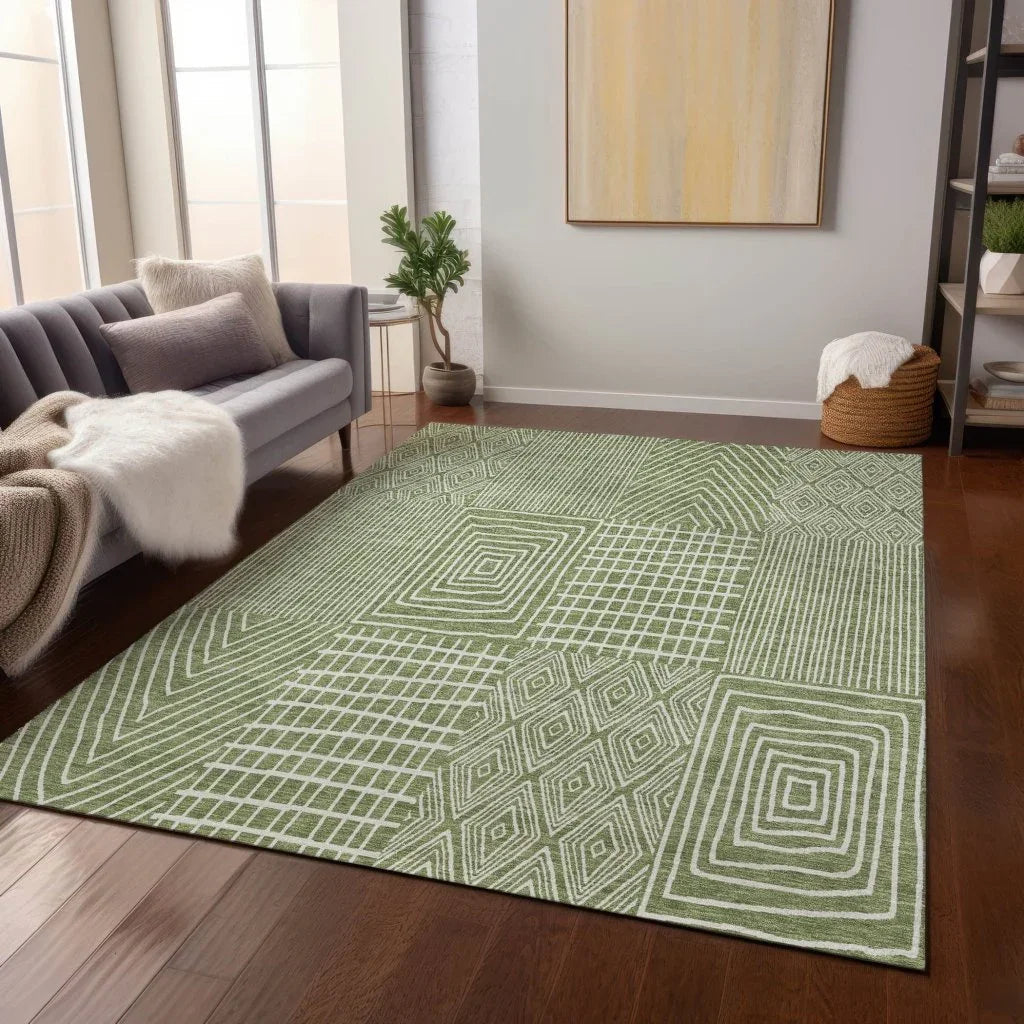 LOOMLAN Rugs Owen Green Washable Indoor-Outdoor Rug