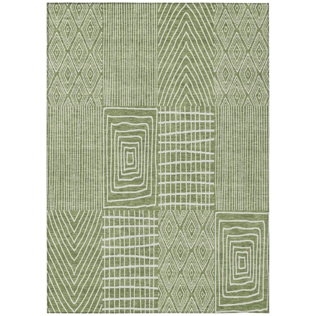 LOOMLAN Rugs Owen Green Washable Indoor-Outdoor Rug