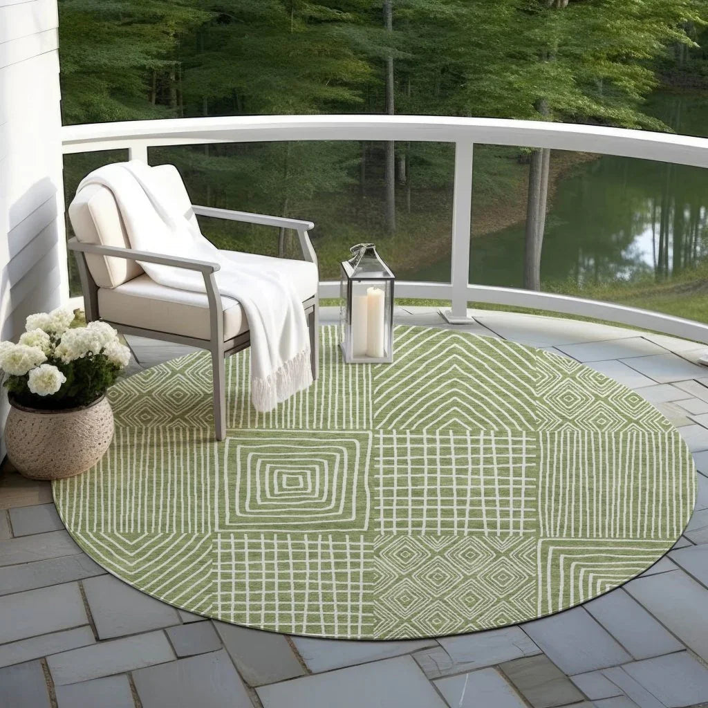 LOOMLAN Rugs Owen Green Washable Indoor-Outdoor Rug