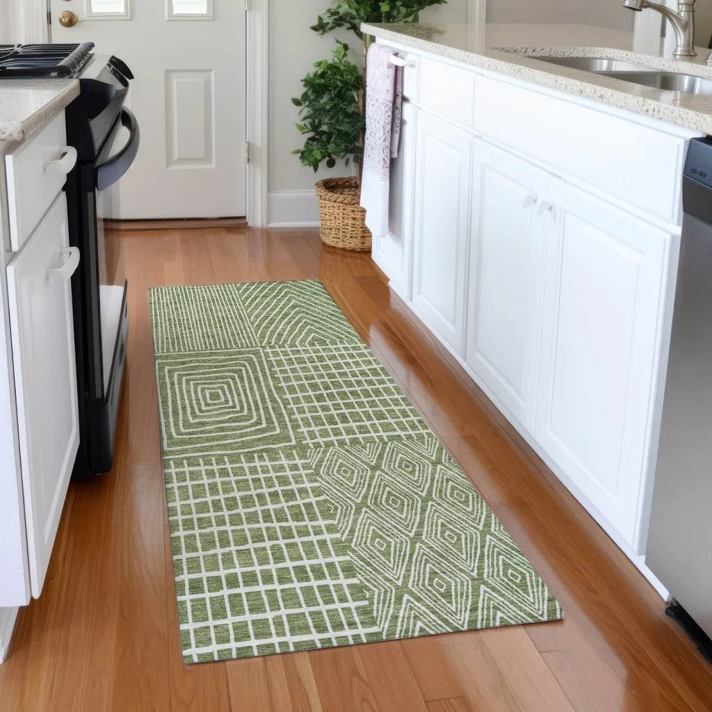 LOOMLAN Rugs Owen Green Washable Indoor-Outdoor Rug