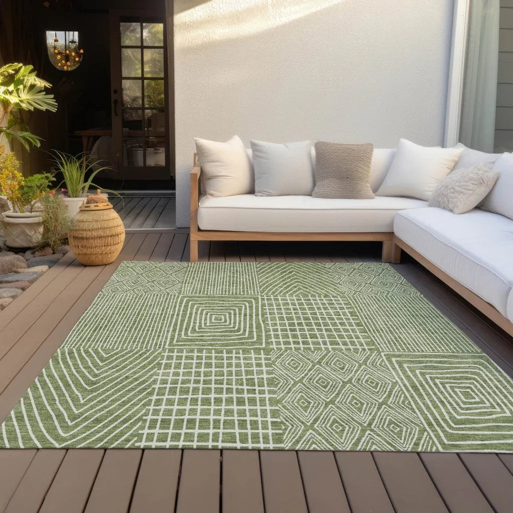 LOOMLAN Rugs Owen Green Washable Indoor-Outdoor Rug