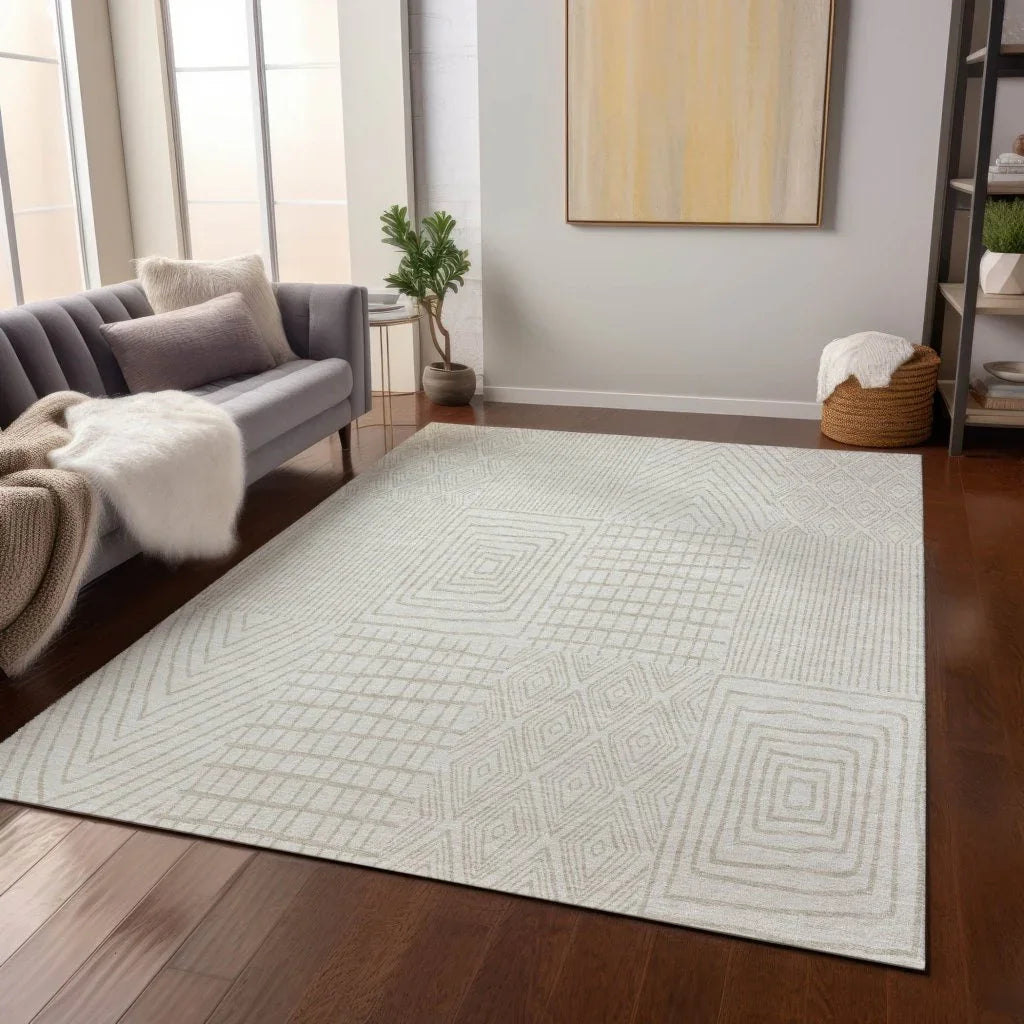LOOMLAN Rugs Owen Ivory Washable Indoor-Outdoor Rug