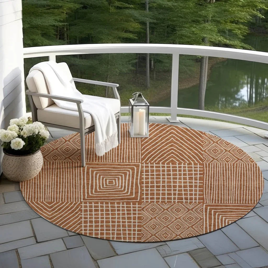 LOOMLAN Rugs Owen Orange Washable Indoor-Outdoor Rug