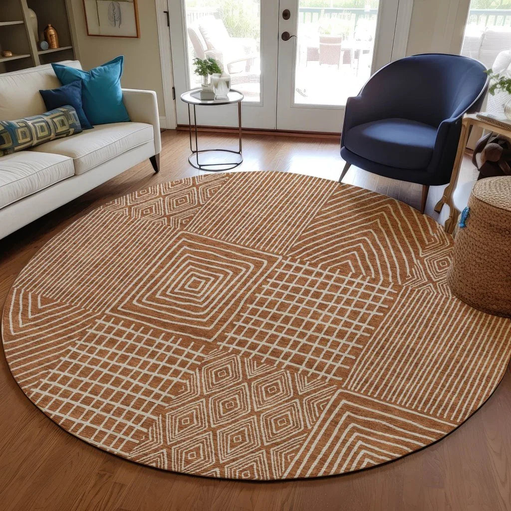 LOOMLAN Rugs Owen Orange Washable Indoor-Outdoor Rug