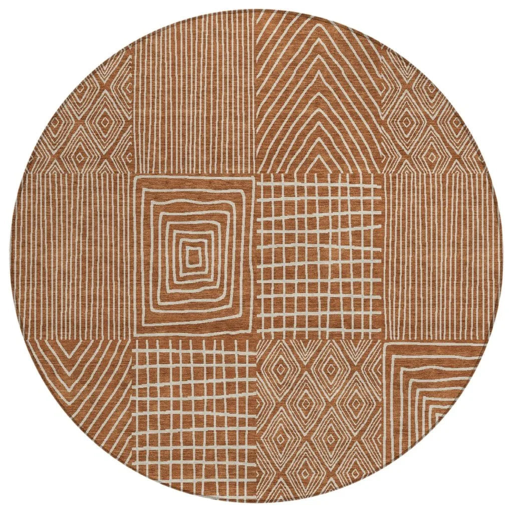 LOOMLAN Rugs Owen Orange Washable Indoor-Outdoor Rug