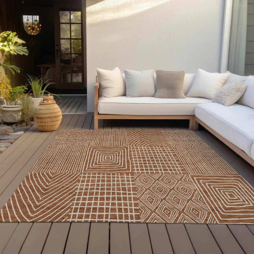 LOOMLAN Rugs Owen Orange Washable Indoor-Outdoor Rug