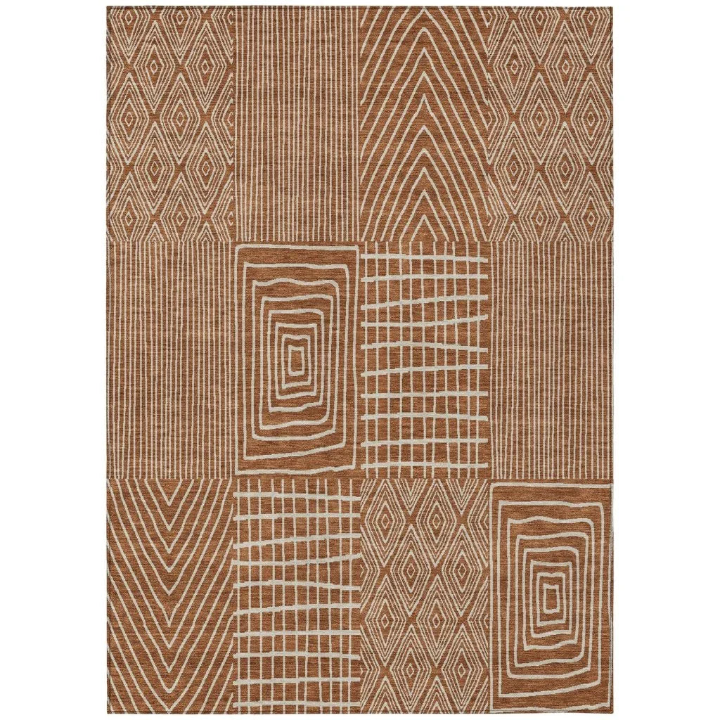 LOOMLAN Rugs Owen Orange Washable Indoor-Outdoor Rug