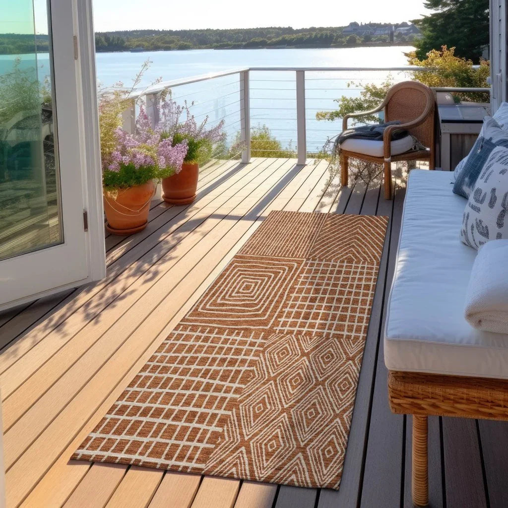 LOOMLAN Rugs Owen Orange Washable Indoor-Outdoor Rug