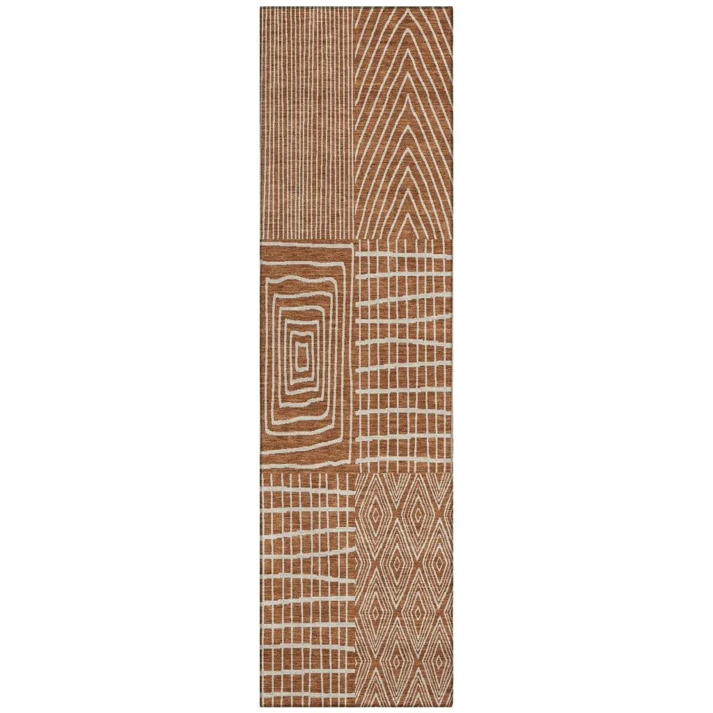 LOOMLAN Rugs Owen Orange Washable Indoor-Outdoor Rug