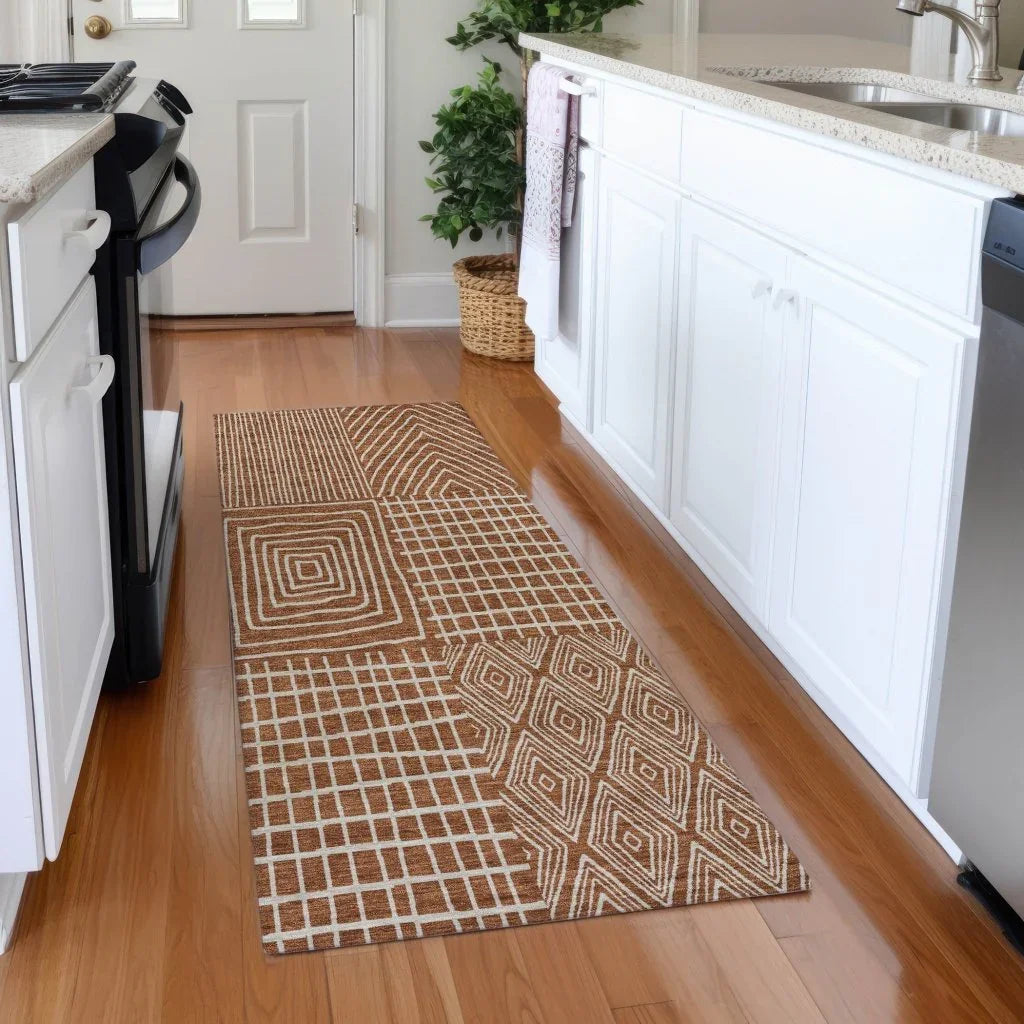 LOOMLAN Rugs Owen Orange Washable Indoor-Outdoor Rug