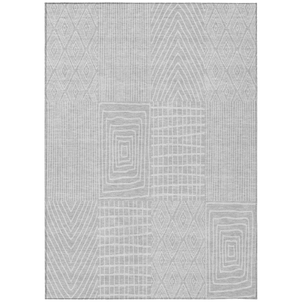 LOOMLAN Rugs Owen Silver Washable Indoor-Outdoor Rug