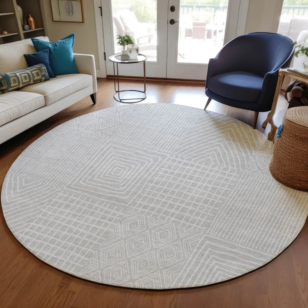 LOOMLAN Rugs Owen Silver Washable Indoor-Outdoor Rug