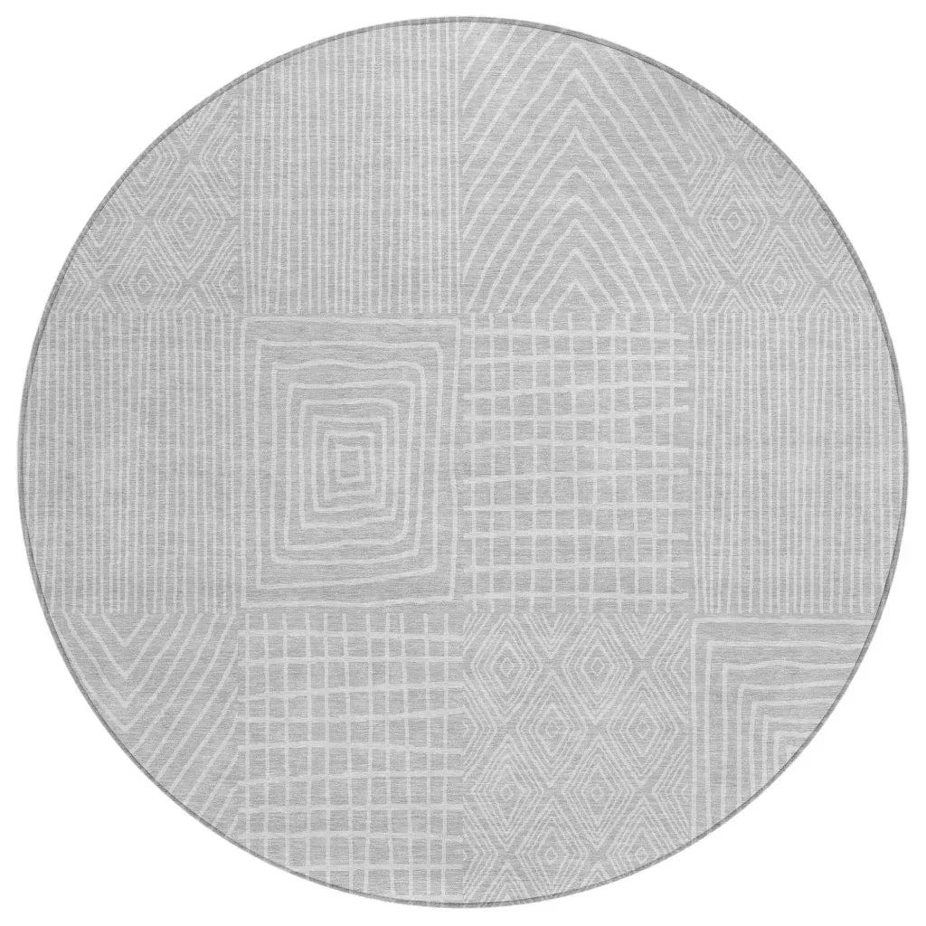 LOOMLAN Rugs Owen Silver Washable Indoor-Outdoor Rug