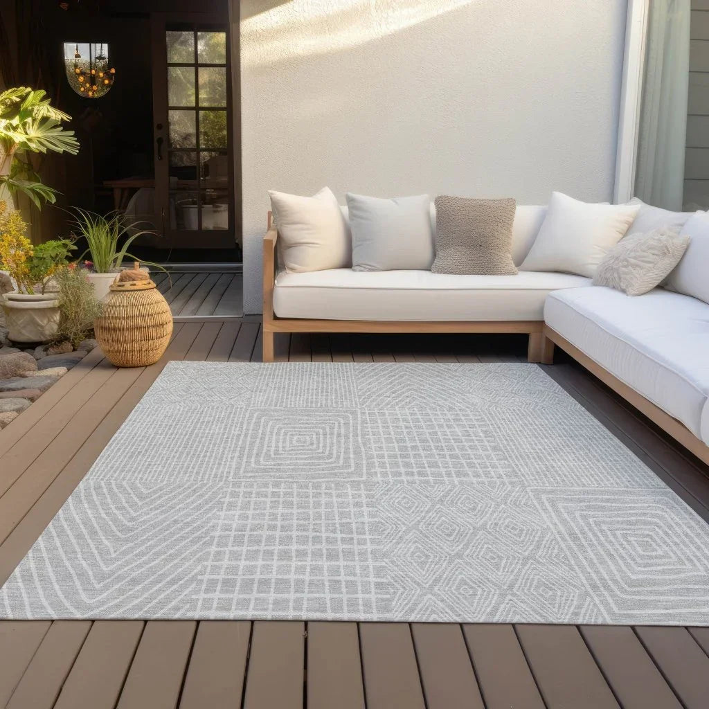 LOOMLAN Rugs Owen Silver Washable Indoor-Outdoor Rug