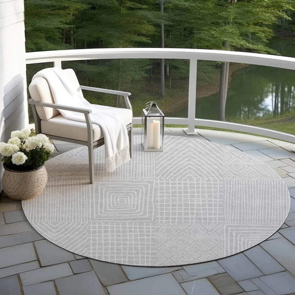 LOOMLAN Rugs Owen Silver Washable Indoor-Outdoor Rug