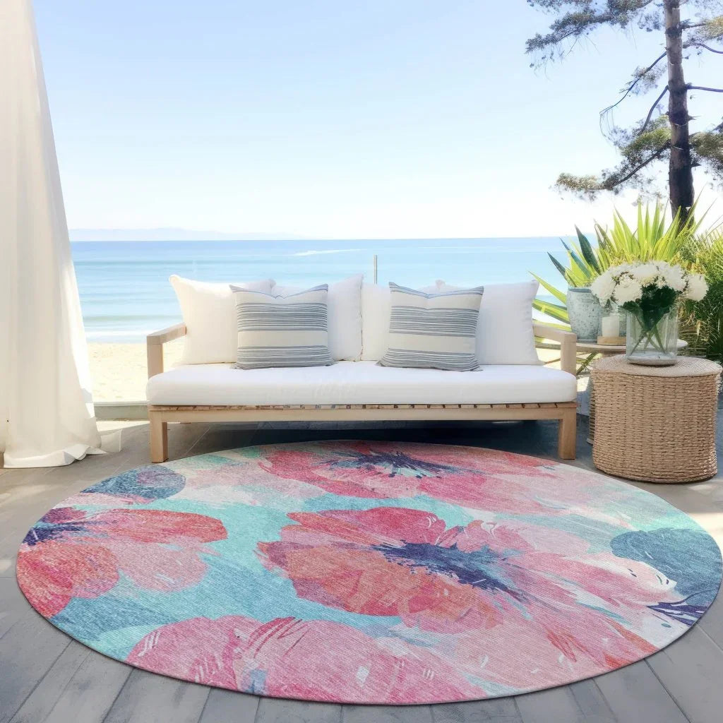 LOOMLAN Rugs Palazira Pink Washable Indoor-Outdoor Rug
