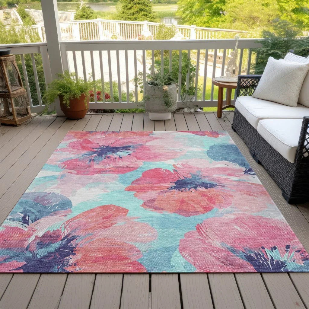LOOMLAN Rugs Palazira Pink Washable Indoor-Outdoor Rug