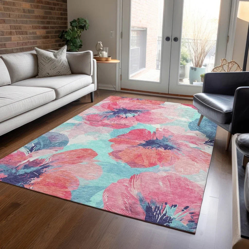 LOOMLAN Rugs Palazira Pink Washable Indoor-Outdoor Rug