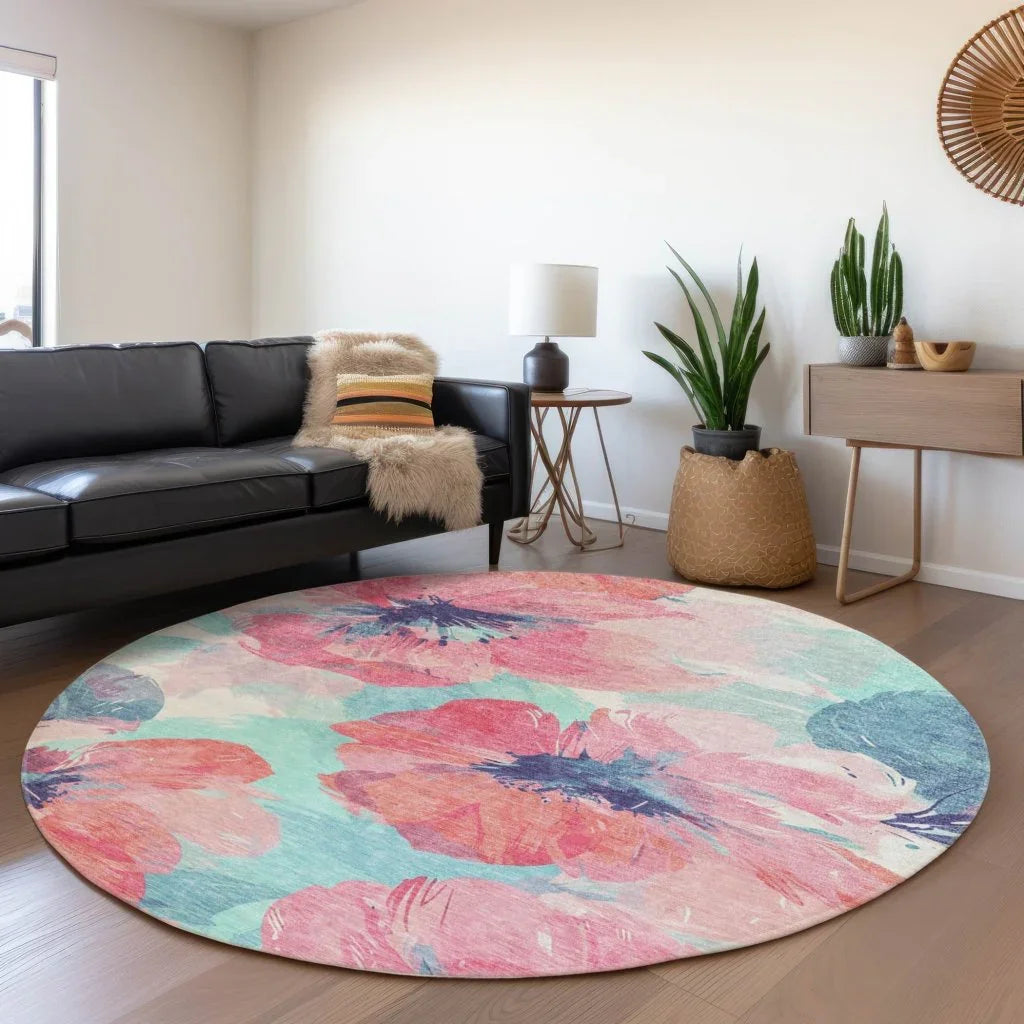 LOOMLAN Rugs Palazira Pink Washable Indoor-Outdoor Rug