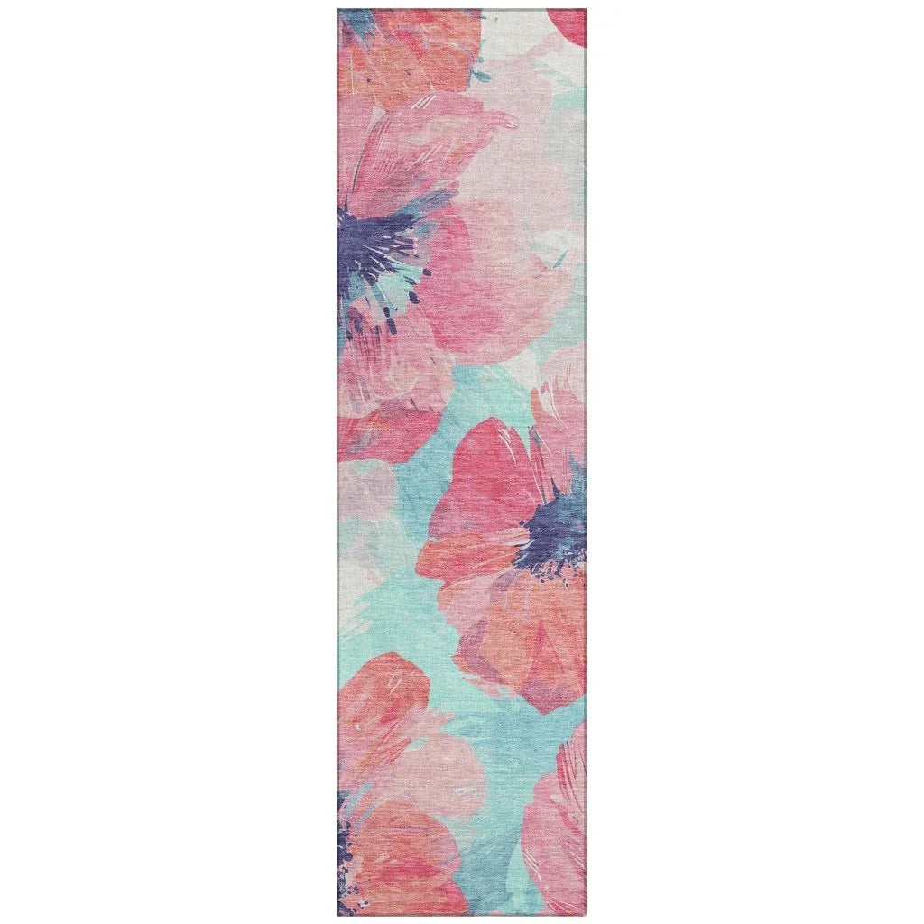 LOOMLAN Rugs Palazira Pink Washable Indoor-Outdoor Rug