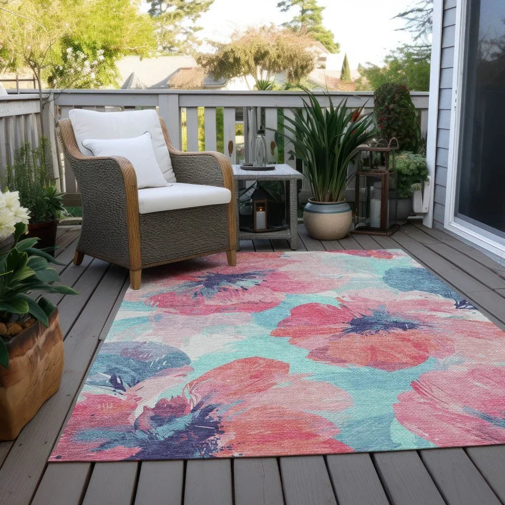 LOOMLAN Rugs Palazira Pink Washable Indoor-Outdoor Rug