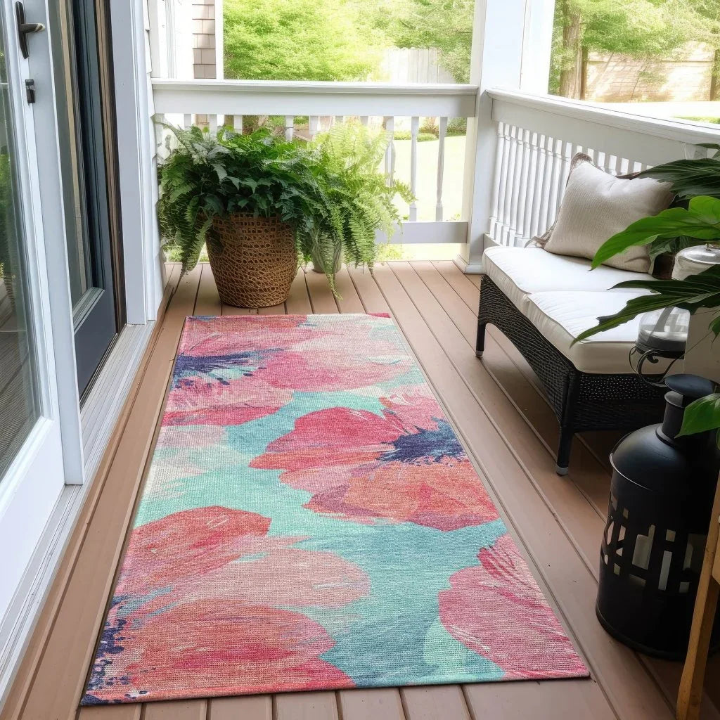 LOOMLAN Rugs Palazira Pink Washable Indoor-Outdoor Rug