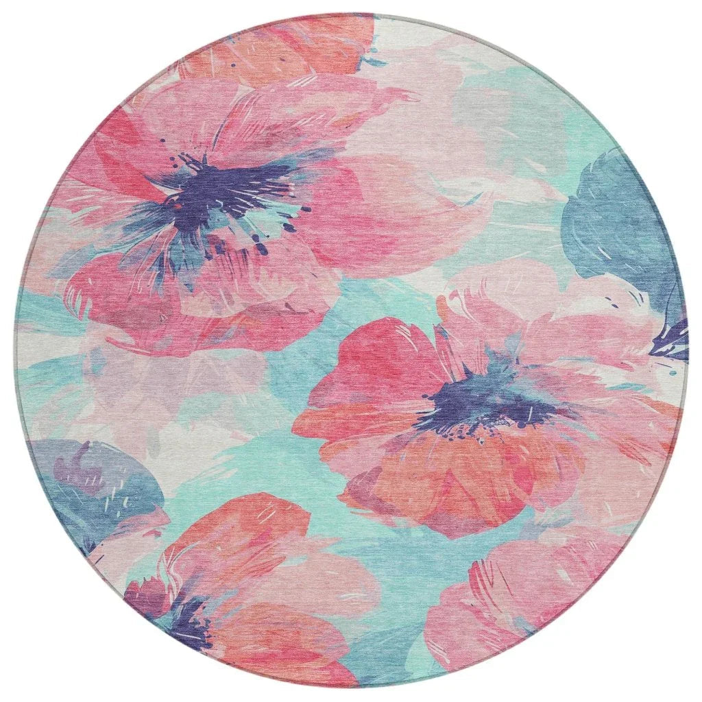 LOOMLAN Rugs Palazira Pink Washable Indoor-Outdoor Rug
