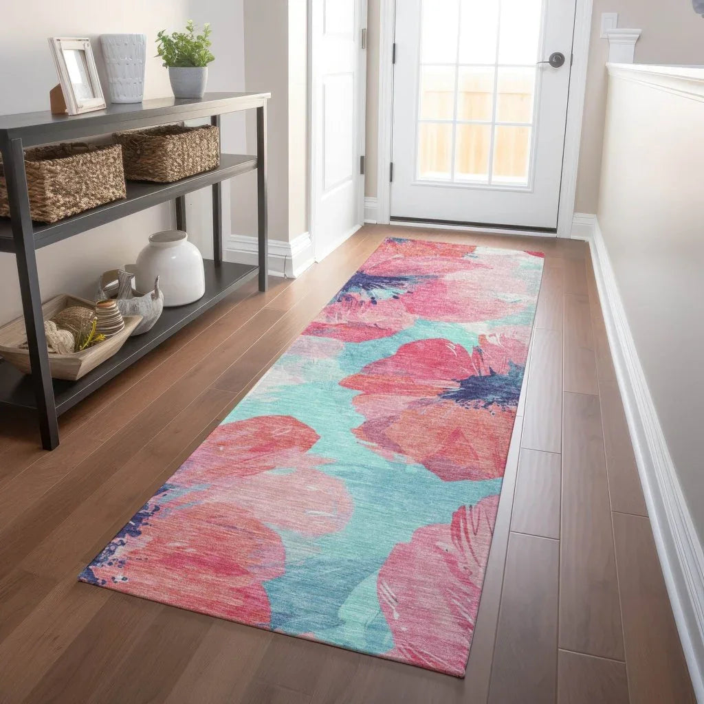 LOOMLAN Rugs Palazira Pink Washable Indoor-Outdoor Rug