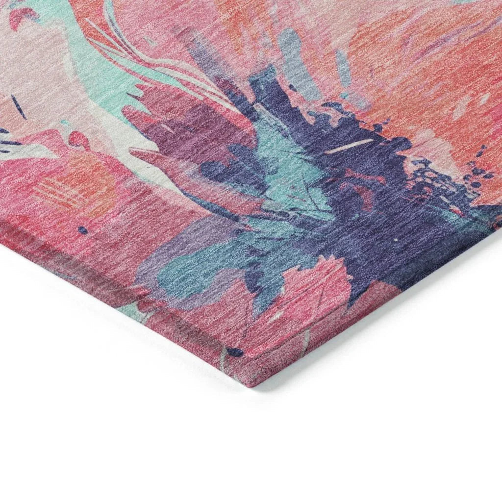 LOOMLAN Rugs Palazira Pink Washable Indoor-Outdoor Rug