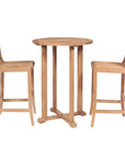 Palm 3 - Piece Round Bar Height Teak Outdoor Dining Set - LOOMLAN - HiTeak - Outdoor Dining Sets