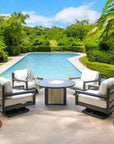 Palm Beach Poly Lumber Fire Pit Table Set Club Chairs - LOOMLAN - Breezesta - Outdoor Lounge Sets