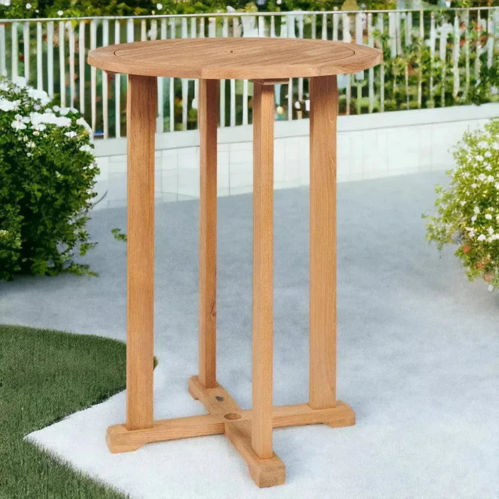 Palm Round Outdoor Bar Height Bistro Table - LOOMLAN - HiTeak - Outdoor Coffee Tables