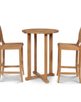 Palm Teak Patio Round Bar Height Dining Set 3 PC - LOOMLAN - HiTeak - Outdoor Dining Sets