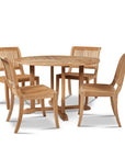 Palm Teak Patio Round Dining Set 5 PC - LOOMLAN - HiTeak - Outdoor Dining Sets
