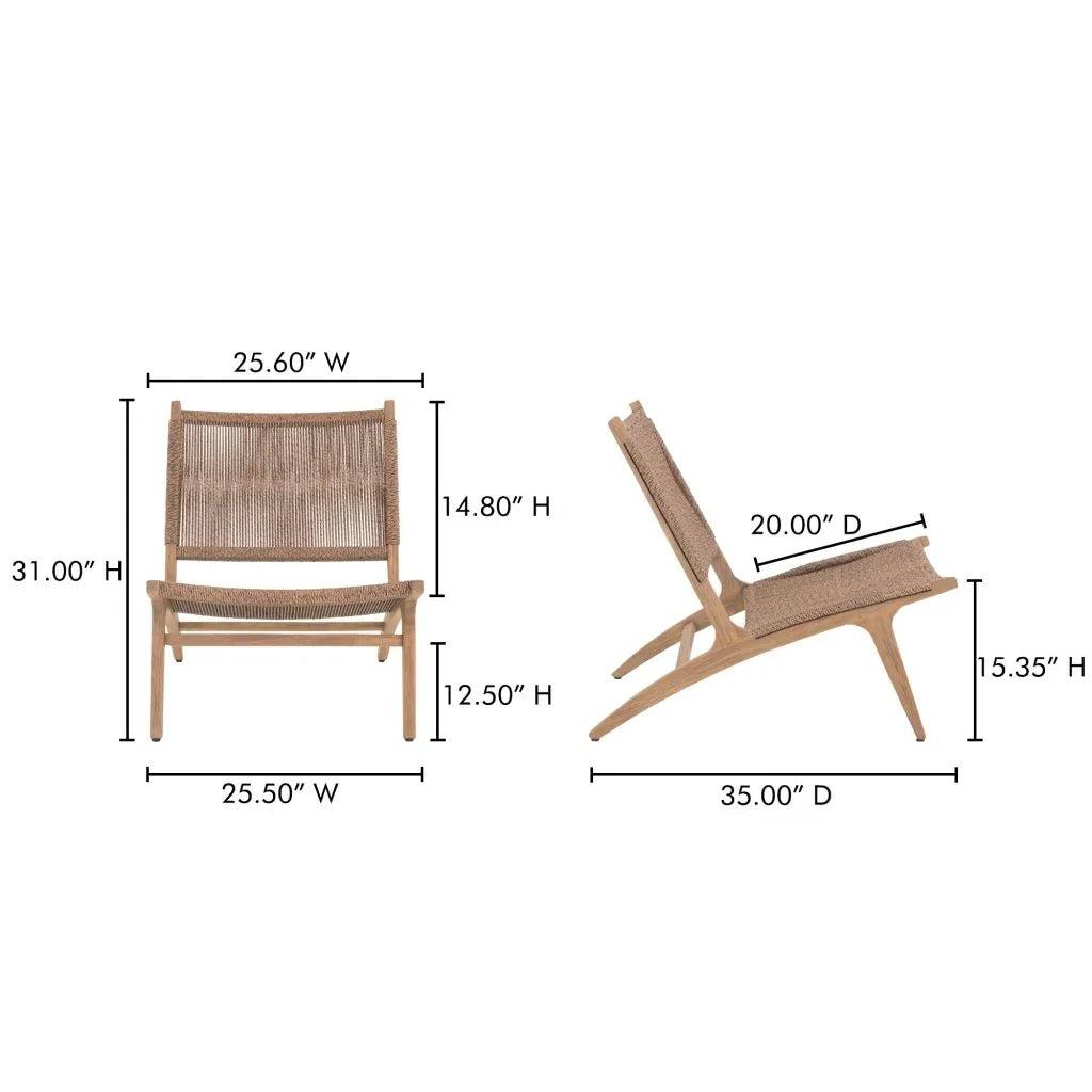 Palma Teak Weather - Resistant Outdoor Lounge Chair - LOOMLAN - Moe&#39;s Home - Outdoor Lounge Chairs