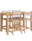 Pearl 5 - Piece Counter Height Teak Outdoor Set - LOOMLAN - HiTeak - Outdoor Counter Dining Sets