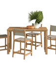 Pearl 5 - Piece Counter Height Teak Outdoor Set - LOOMLAN - HiTeak - Outdoor Counter Dining Sets