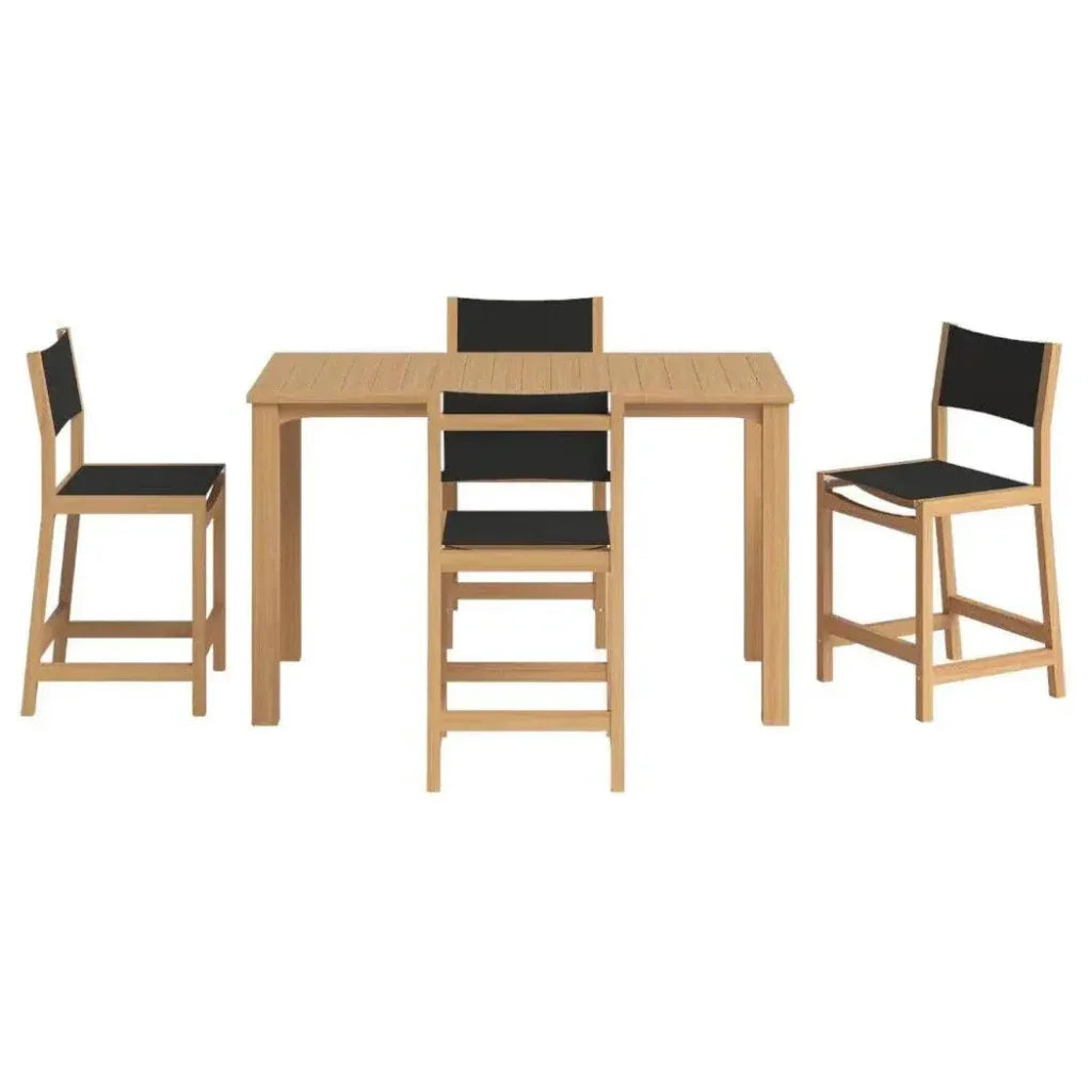 Pearl 5 - Piece Counter Height Teak Outdoor Set - LOOMLAN - HiTeak - Outdoor Counter Dining Sets
