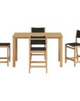 Pearl 5 - Piece Counter Height Teak Outdoor Set - LOOMLAN - HiTeak - Outdoor Counter Dining Sets