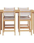 Pearl 5 - Piece Counter Height Teak Outdoor Set - LOOMLAN - HiTeak - Outdoor Counter Dining Sets