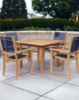 HiTeak Pearl 5PC Square Outdoor Dining Set Stacking Chairs