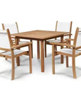 HiTeak Pearl 5PC Square Outdoor Dining Set Stacking Chairs