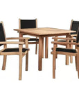HiTeak Pearl 5PC Square Outdoor Dining Set Stacking Chairs